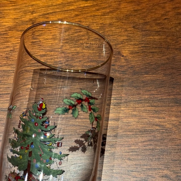 Set of 4 Spode Christmas Tree🎄Highball Water Glasses Gold Rimmed 6" Tumbler - Picture 7 of 7